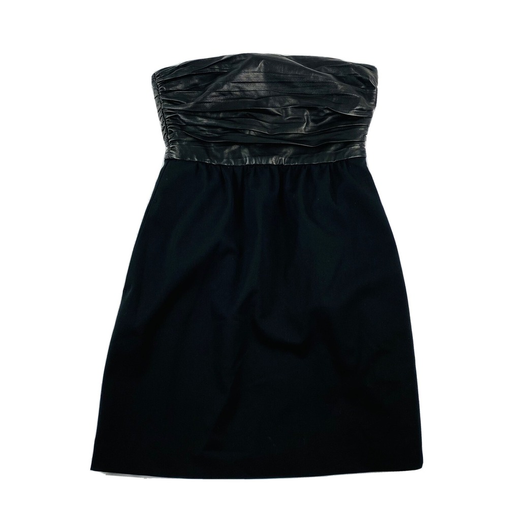 Theory Womens Strapless Lamb Leather Wool Blend Dress Black Size 4